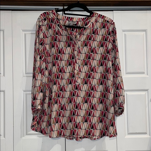 JM Collection Tops - JM Collection Black and Orange Graphic Blouse